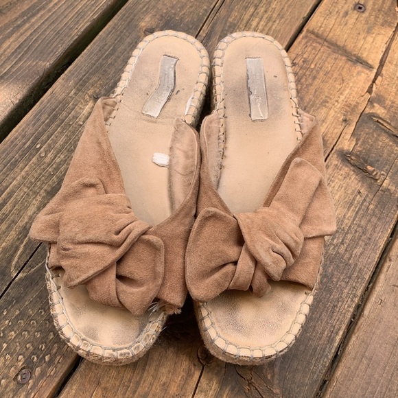 H&M Tan Espadrille Slip-On Shoes genuine suede - Picture 2 of 6